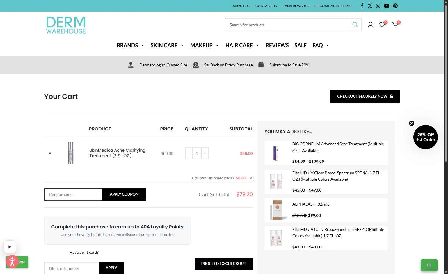 DermWarehouse checkout page showing DermWarehouse promo code box | Screenshot taken by SimplyCodes community member on Feb 4, 2026