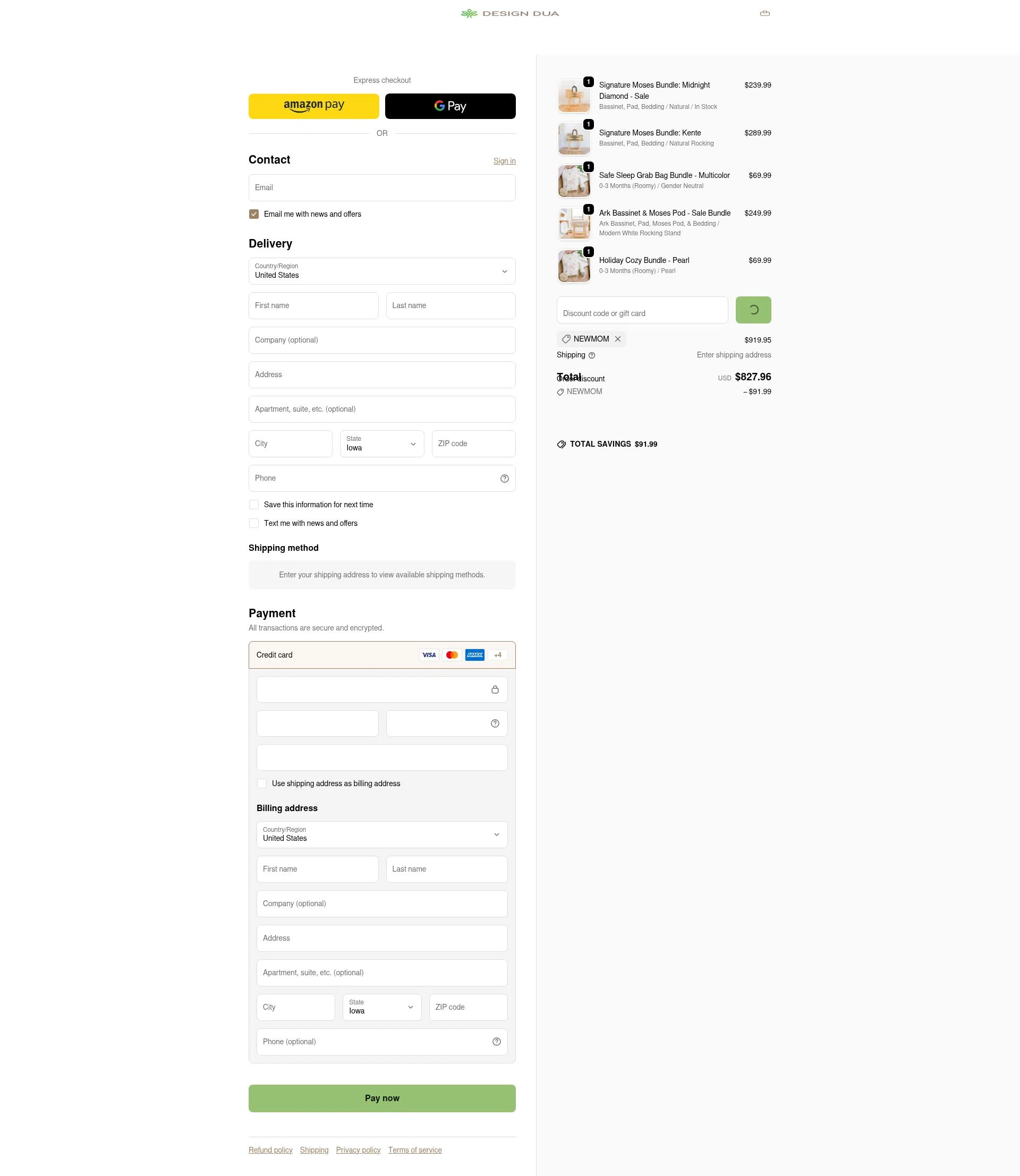 Design Dua checkout page showing Design Dua discount code box | Screenshot taken by SimplyCodes community member on Feb 4, 2026