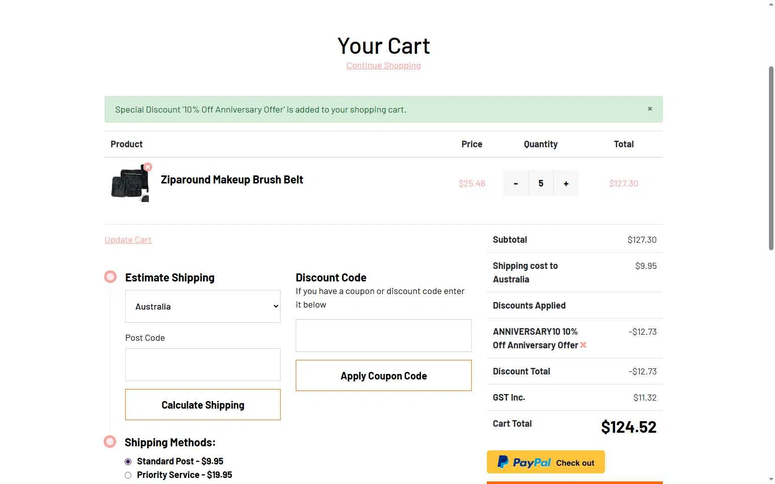 Designer Makeup Tools checkout page showing Designer Makeup Tools discount code box | Screenshot taken by SimplyCodes community member on Jul 23, 2025