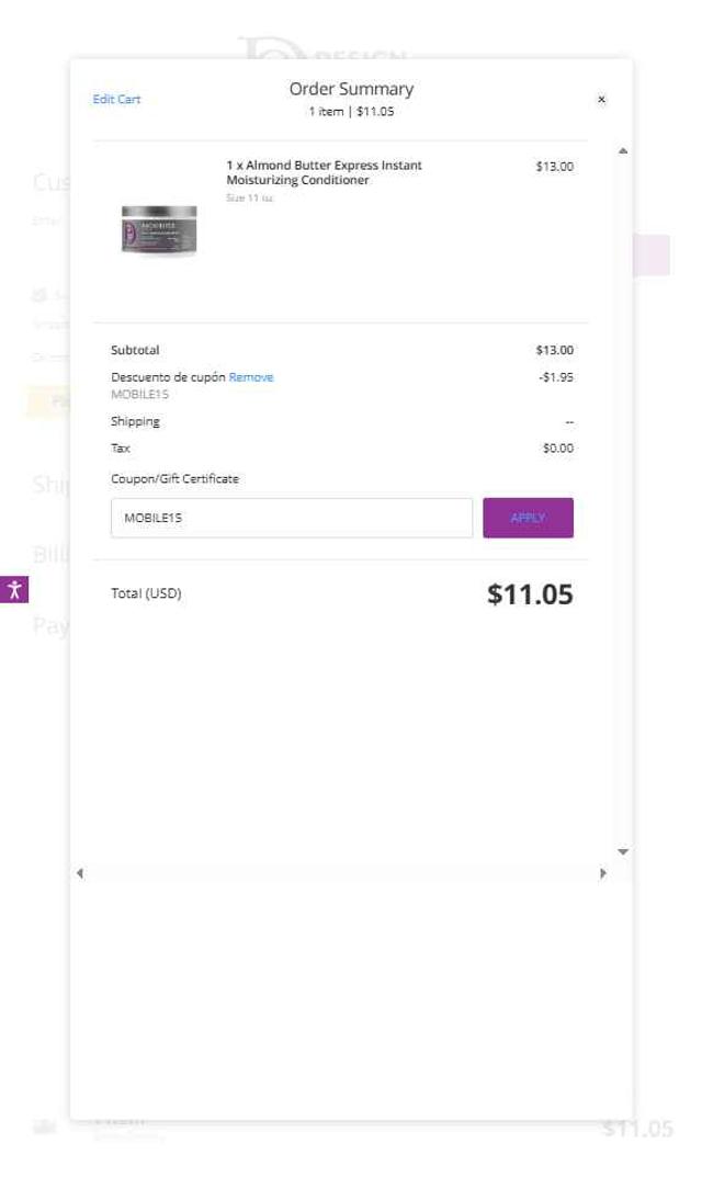 Design Essentials checkout page showing Design Essentials coupon code box | Screenshot taken by SimplyCodes community member on Jul 29, 2025