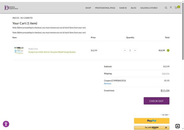 Design Essentials checkout page showing Design Essentials coupon code box | Screenshot taken by SimplyCodes community member on Jul 29, 2025