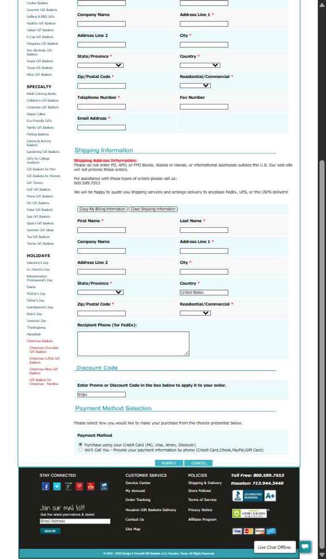 Design It Yourself Gift Baskets checkout page showing Design It Yourself Gift Baskets promo code box | Screenshot taken by SimplyCodes community member on Aug 30, 2025