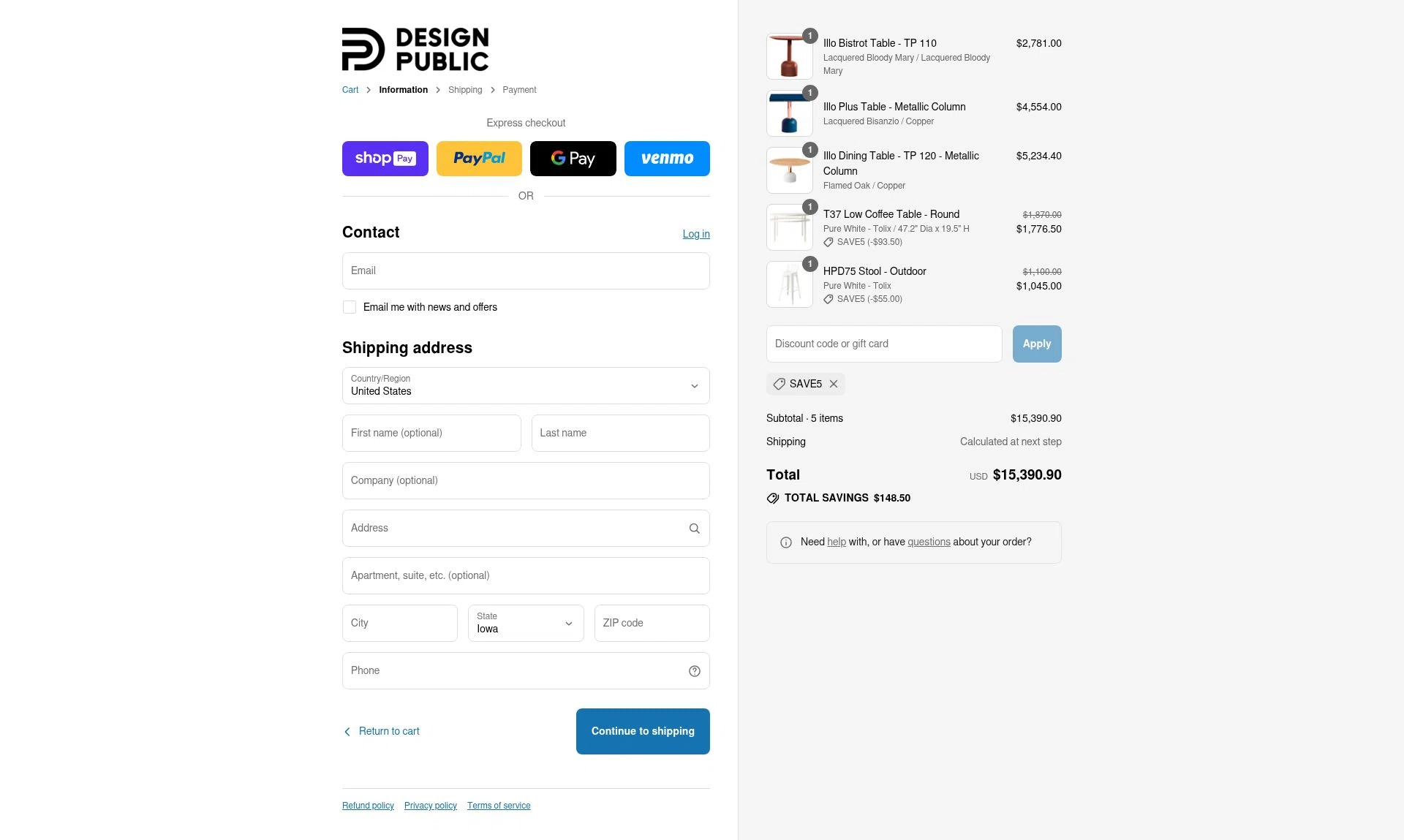 Design Public checkout page showing Design Public promo code box | Screenshot taken by SimplyCodes community member on Jul 12, 2025
