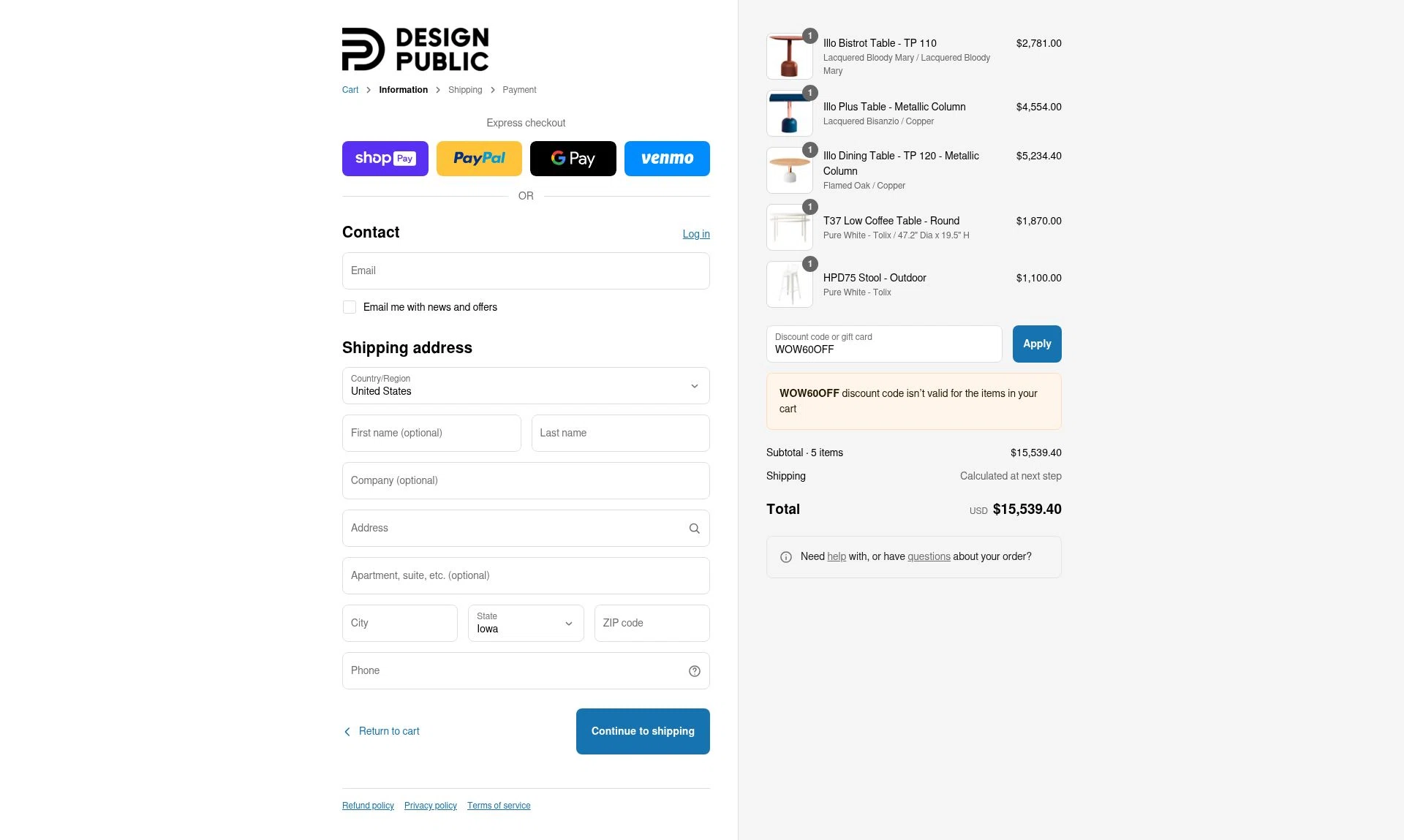 Design Public checkout page showing Design Public promo code box | Screenshot taken by SimplyCodes community member on Jul 7, 2025