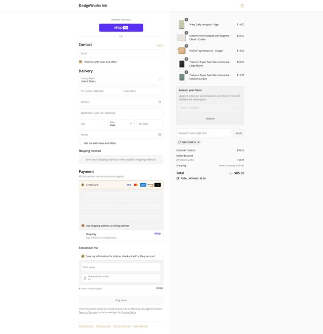 Designworks Ink checkout page showing Designworks Ink discount code box | Screenshot taken by SimplyCodes community member on Aug 27, 2025
