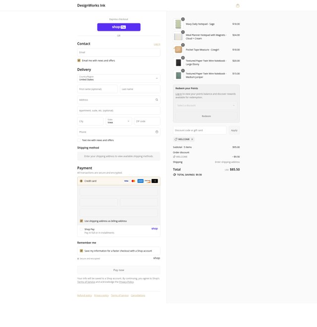 Designworks Ink checkout page showing Designworks Ink discount code box | Screenshot taken by SimplyCodes community member on Aug 27, 2025