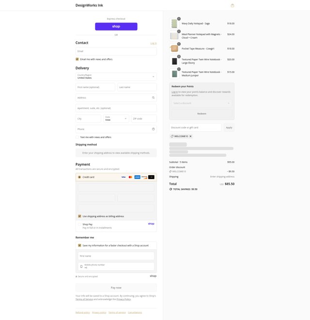 Designworks Ink checkout page showing Designworks Ink discount code box | Screenshot taken by SimplyCodes community member on Sep 4, 2025