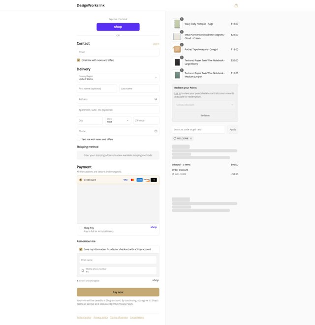 Designworks Ink checkout page showing Designworks Ink discount code box | Screenshot taken by SimplyCodes community member on Sep 4, 2025