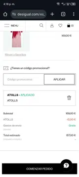 ATOLLS coupon verification screenshot