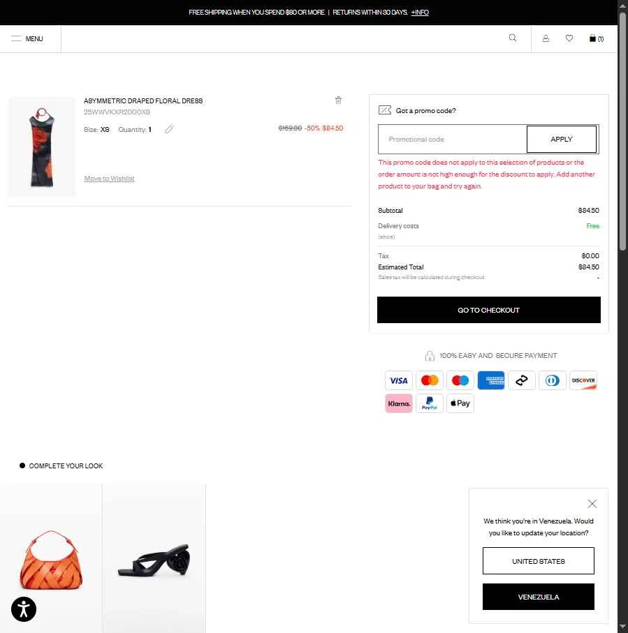 Desigual checkout page showing Desigual promo code box | Screenshot taken by SimplyCodes community member on Jan 21, 2026