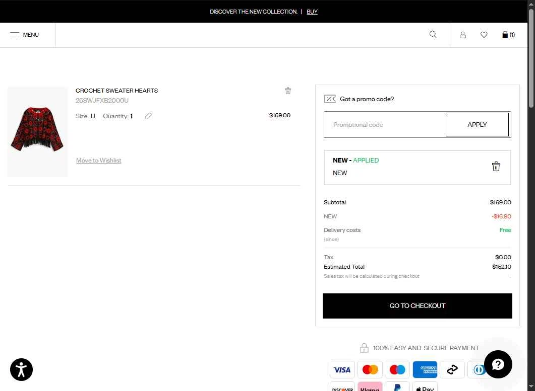 Desigual checkout page showing Desigual promo code box | Screenshot taken by SimplyCodes community member on Jan 29, 2026