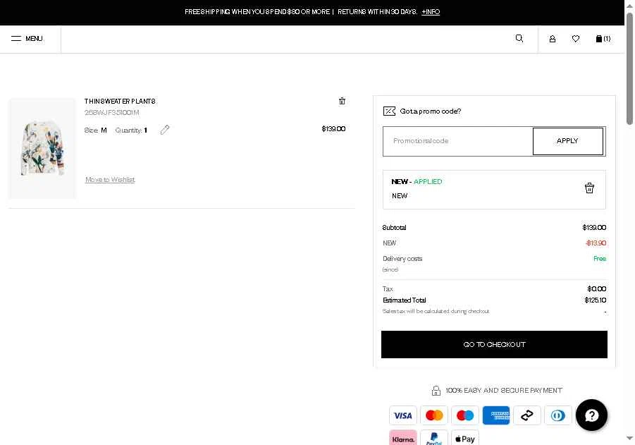 Desigual checkout page showing Desigual promo code box | Screenshot taken by SimplyCodes community member on Feb 14, 2026