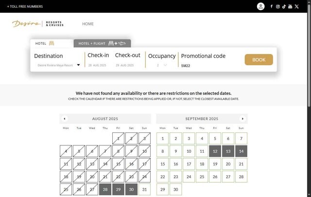 Desire Resorts checkout page showing Desire Resorts promo code box | Screenshot taken by SimplyCodes community member on Aug 28, 2025