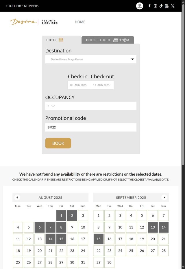 Desire Resorts checkout page showing Desire Resorts promo code box | Screenshot taken by SimplyCodes community member on Jul 30, 2025