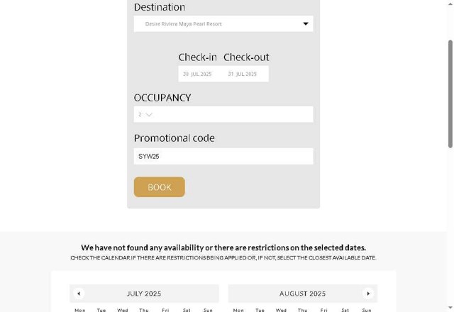Desire Resorts checkout page showing Desire Resorts promo code box | Screenshot taken by SimplyCodes community member on Jul 30, 2025
