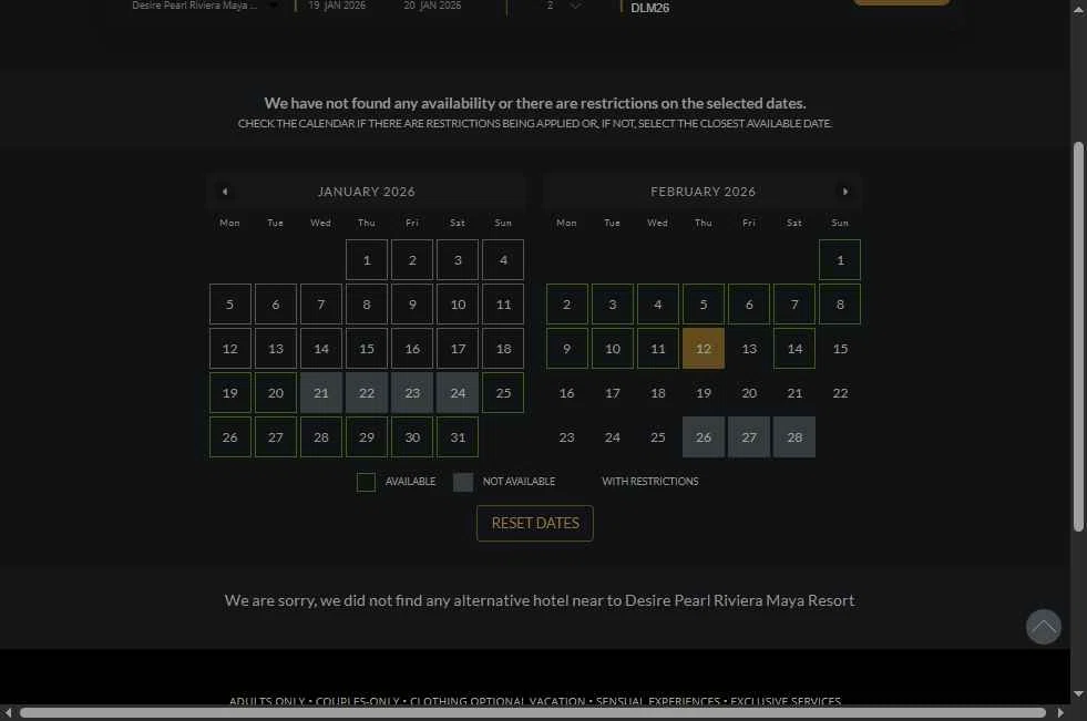 Desire Riviera Maya Resort checkout page showing Desire Riviera Maya Resort promo code box | Screenshot taken by SimplyCodes community member on Jan 19, 2026