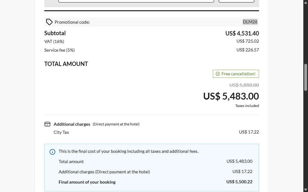 Desire Riviera Maya Resort checkout page showing Desire Riviera Maya Resort promo code box | Screenshot taken by SimplyCodes community member on Oct 24, 2025