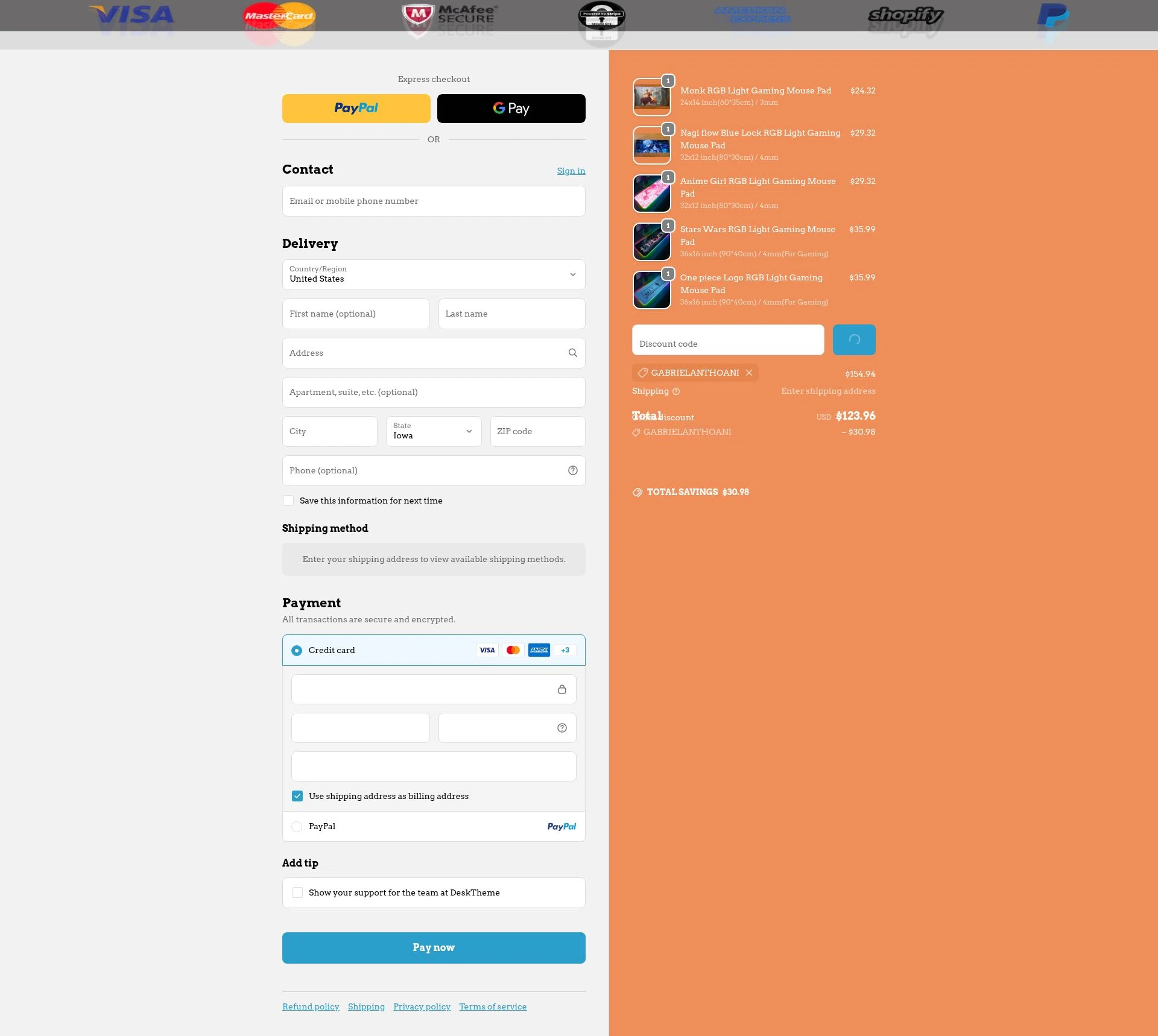 DeskTheme checkout page showing DeskTheme promo code box | Screenshot taken by SimplyCodes community member on Feb 8, 2026