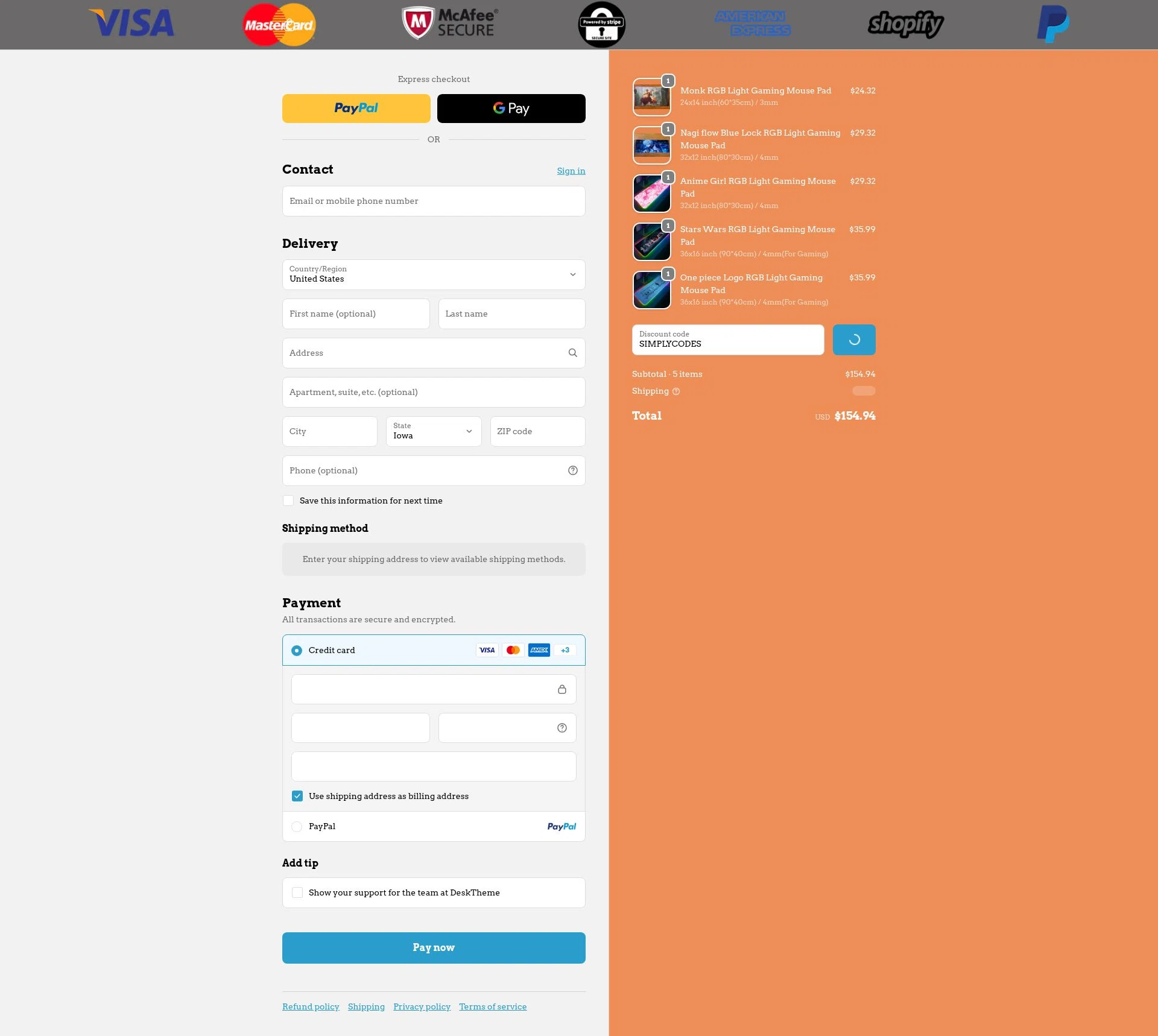DeskTheme checkout page showing DeskTheme promo code box | Screenshot taken by SimplyCodes community member on Feb 8, 2026
