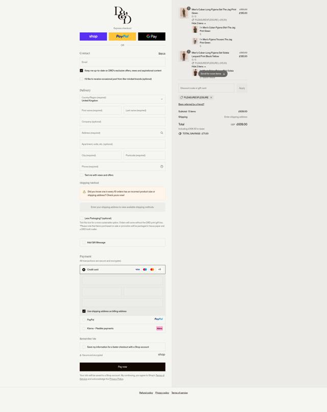 Desmond & Dempsey checkout page showing Desmond & Dempsey discount code box | Screenshot taken by SimplyCodes community member on Sep 12, 2025