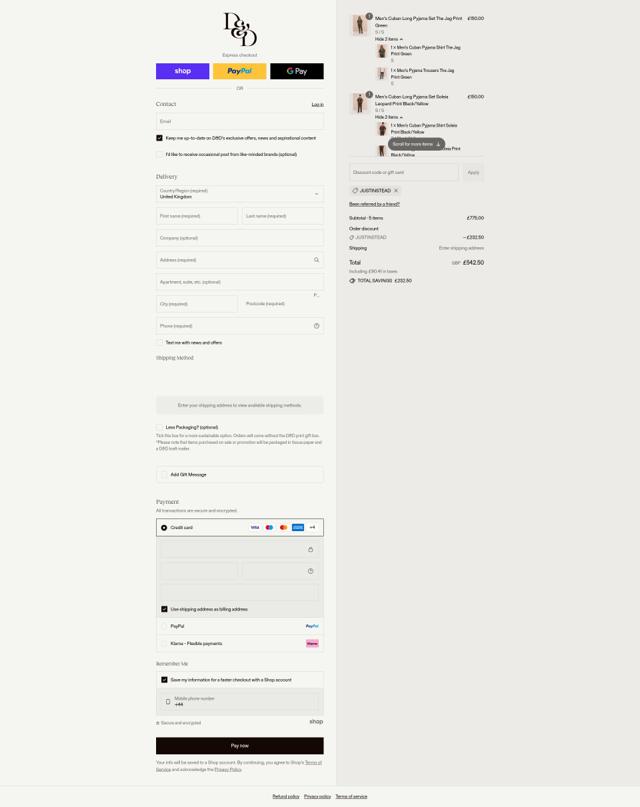 Desmond & Dempsey checkout page showing Desmond & Dempsey discount code box | Screenshot taken by SimplyCodes community member on Sep 8, 2025