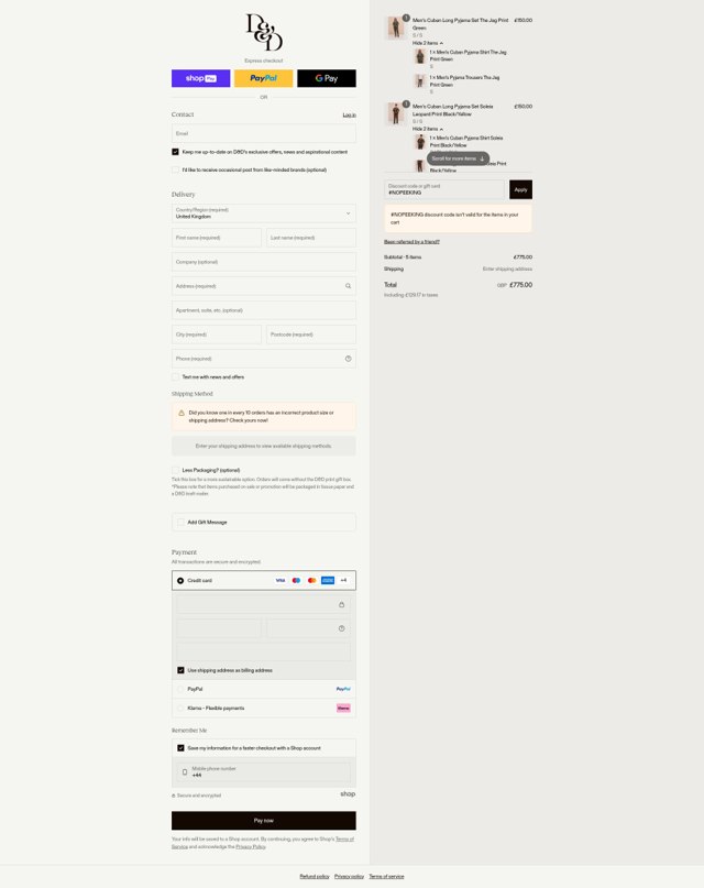 Desmond & Dempsey checkout page showing Desmond & Dempsey discount code box | Screenshot taken by SimplyCodes community member on Aug 26, 2025