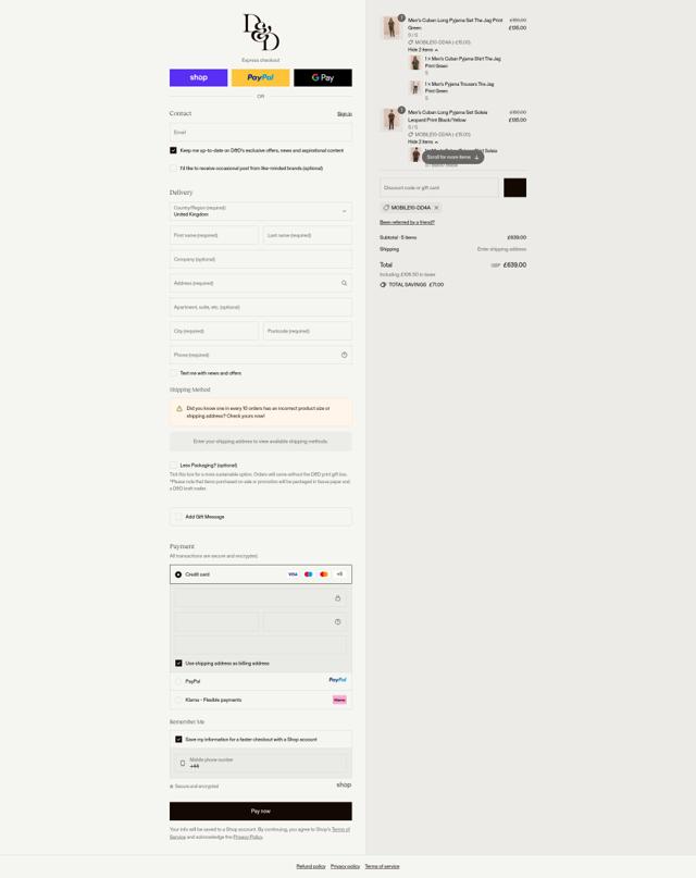Desmond & Dempsey checkout page showing Desmond & Dempsey discount code box | Screenshot taken by SimplyCodes community member on Sep 12, 2025