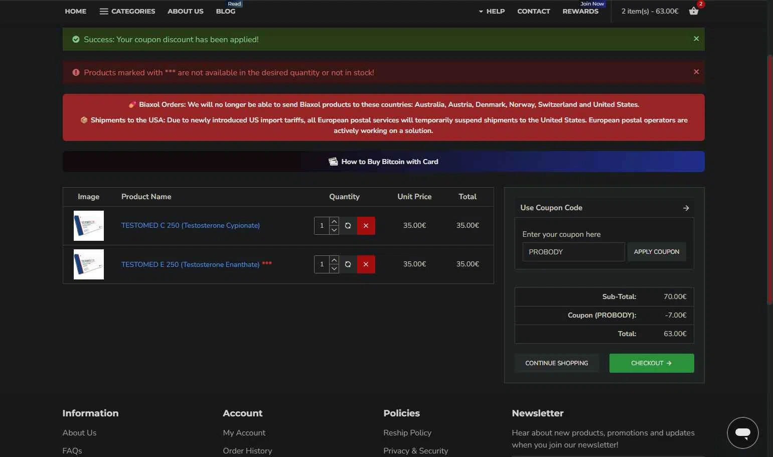 DeusChem checkout page showing DeusChem promo code box | Screenshot taken by SimplyCodes community member on Jan 31, 2026