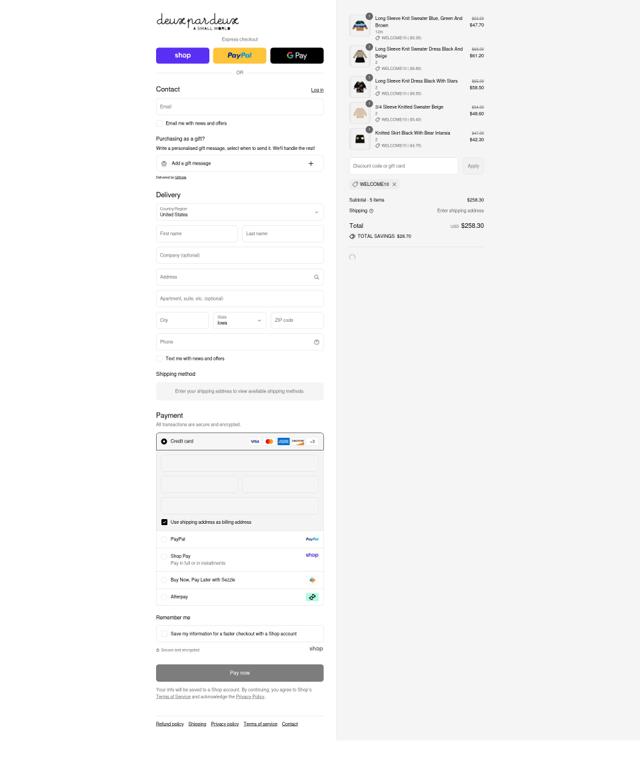 Deux Par Deux checkout page showing Deux Par Deux promo code box | Screenshot taken by SimplyCodes community member on Sep 7, 2025