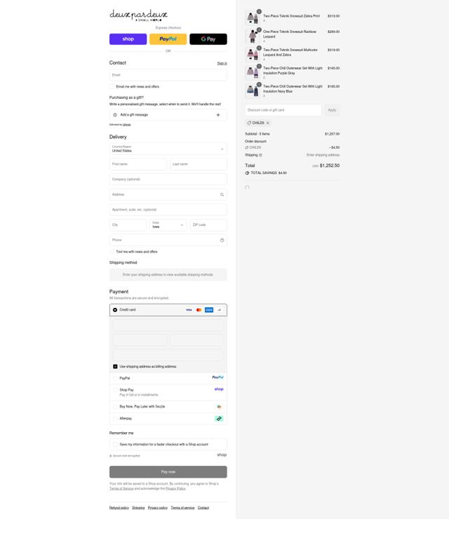 Deux Par Deux checkout page showing Deux Par Deux promo code box | Screenshot taken by SimplyCodes community member on Sep 11, 2025
