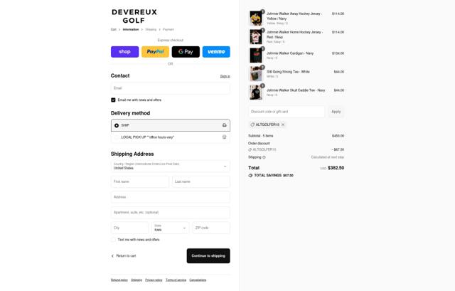 Devereux checkout page showing Devereux discount code box | Screenshot taken by SimplyCodes community member on Sep 14, 2025