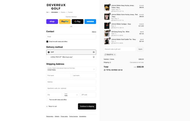Devereux checkout page showing Devereux discount code box | Screenshot taken by SimplyCodes community member on Sep 14, 2025