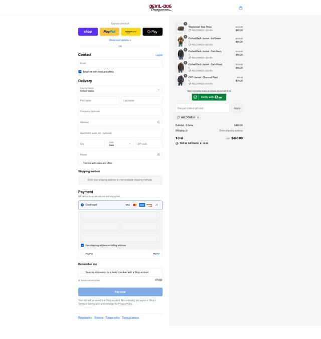 Devil-Dog checkout page showing Devil-Dog promo code box | Screenshot taken by SimplyCodes community member on Sep 7, 2025