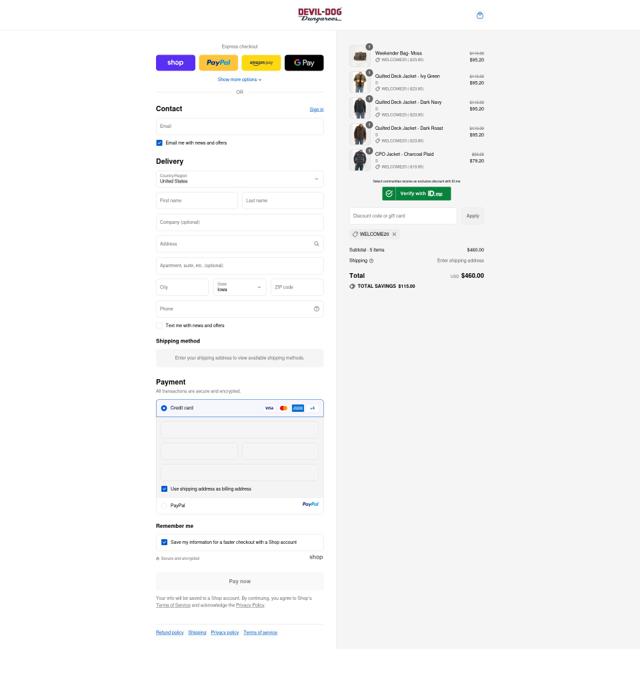 Devil-Dog checkout page showing Devil-Dog promo code box | Screenshot taken by SimplyCodes community member on Sep 11, 2025