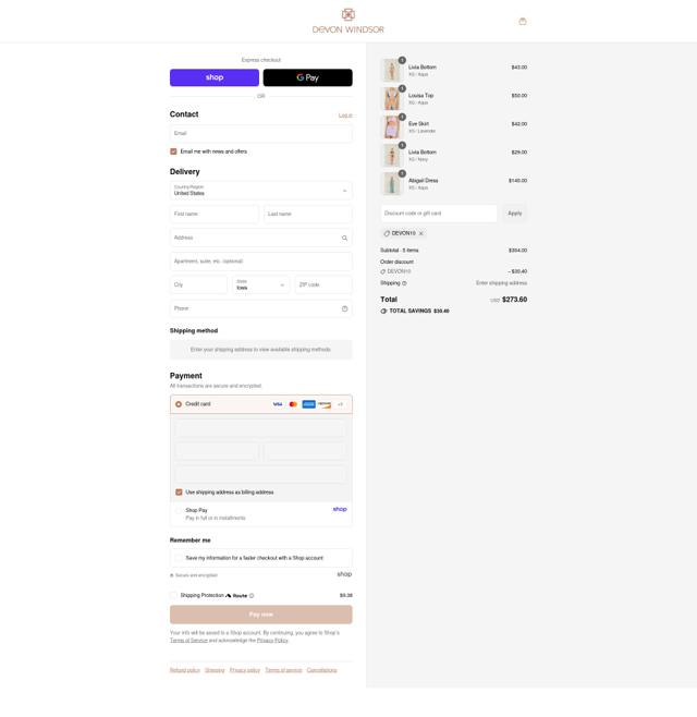 Devon Windsor checkout page showing Devon Windsor discount code box | Screenshot taken by SimplyCodes community member on Sep 3, 2025