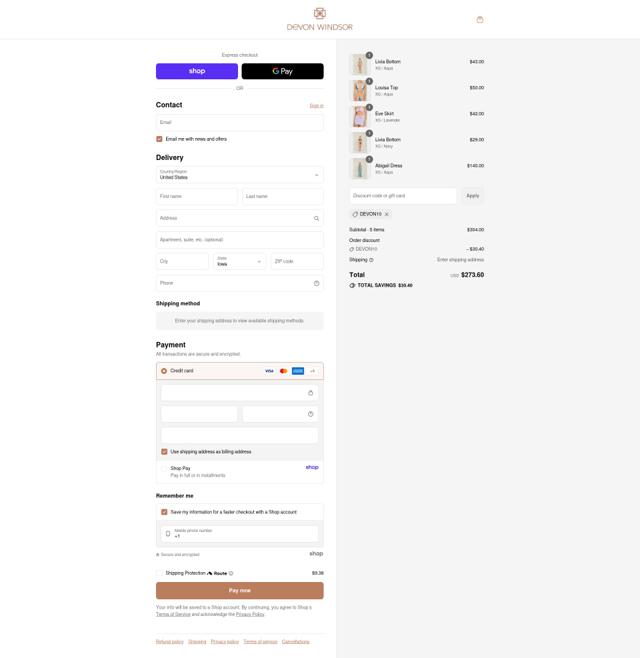 Devon Windsor checkout page showing Devon Windsor discount code box | Screenshot taken by SimplyCodes community member on Sep 11, 2025