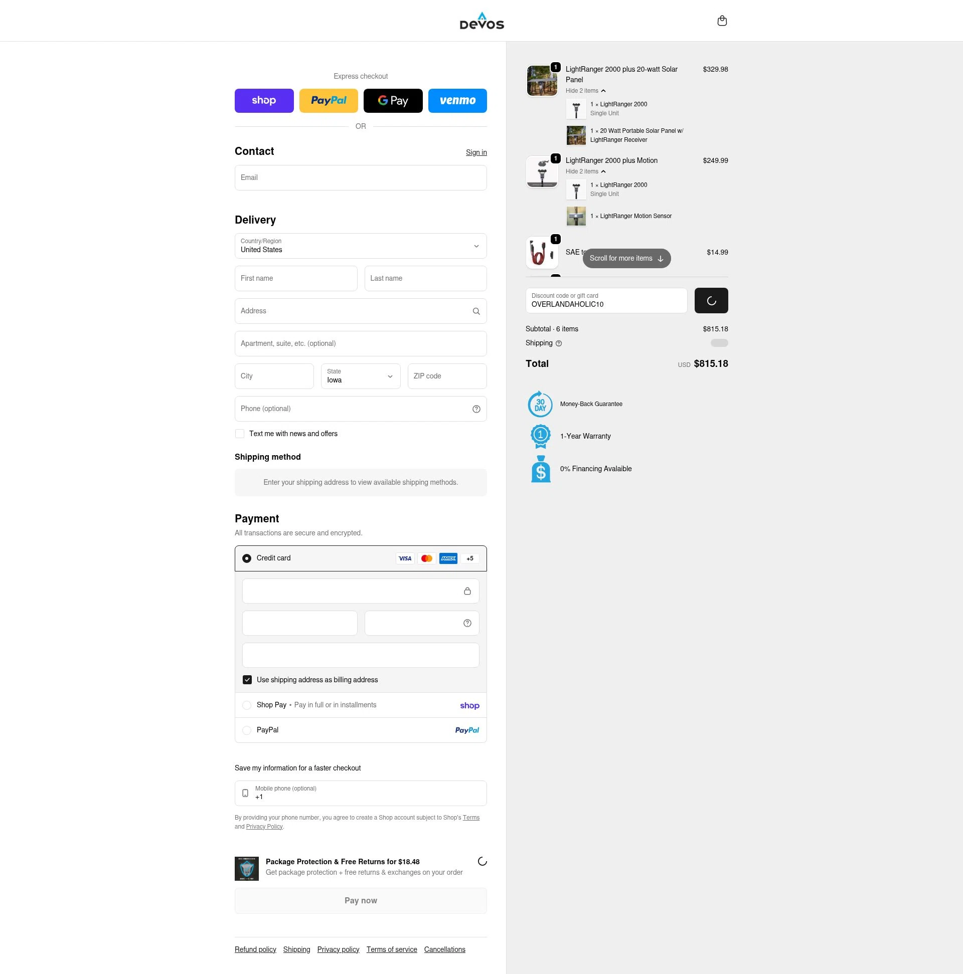 Devos checkout page showing Devos discount code box | Screenshot taken by SimplyCodes community member on Feb 1, 2026