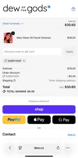 Dew of the Gods coupon verification screenshot