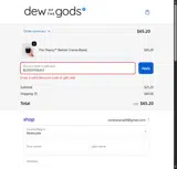 Dew of the Gods coupon verification screenshot