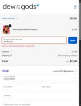 Dew of the Gods coupon verification screenshot