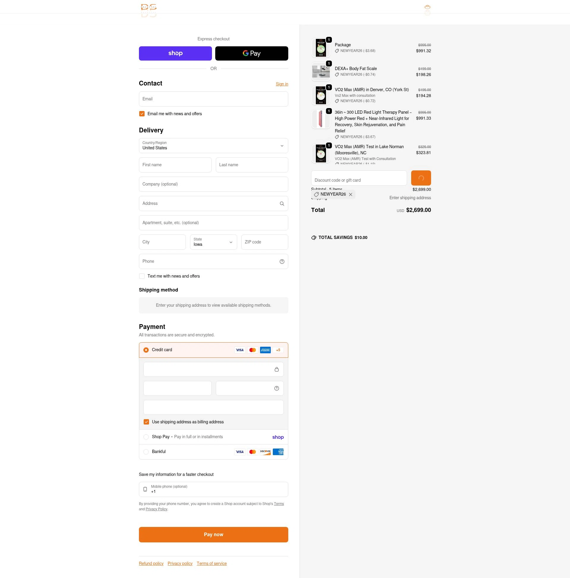DEXASCAN.COM checkout page showing DEXASCAN.COM promo code box | Screenshot taken by SimplyCodes community member on Feb 10, 2026