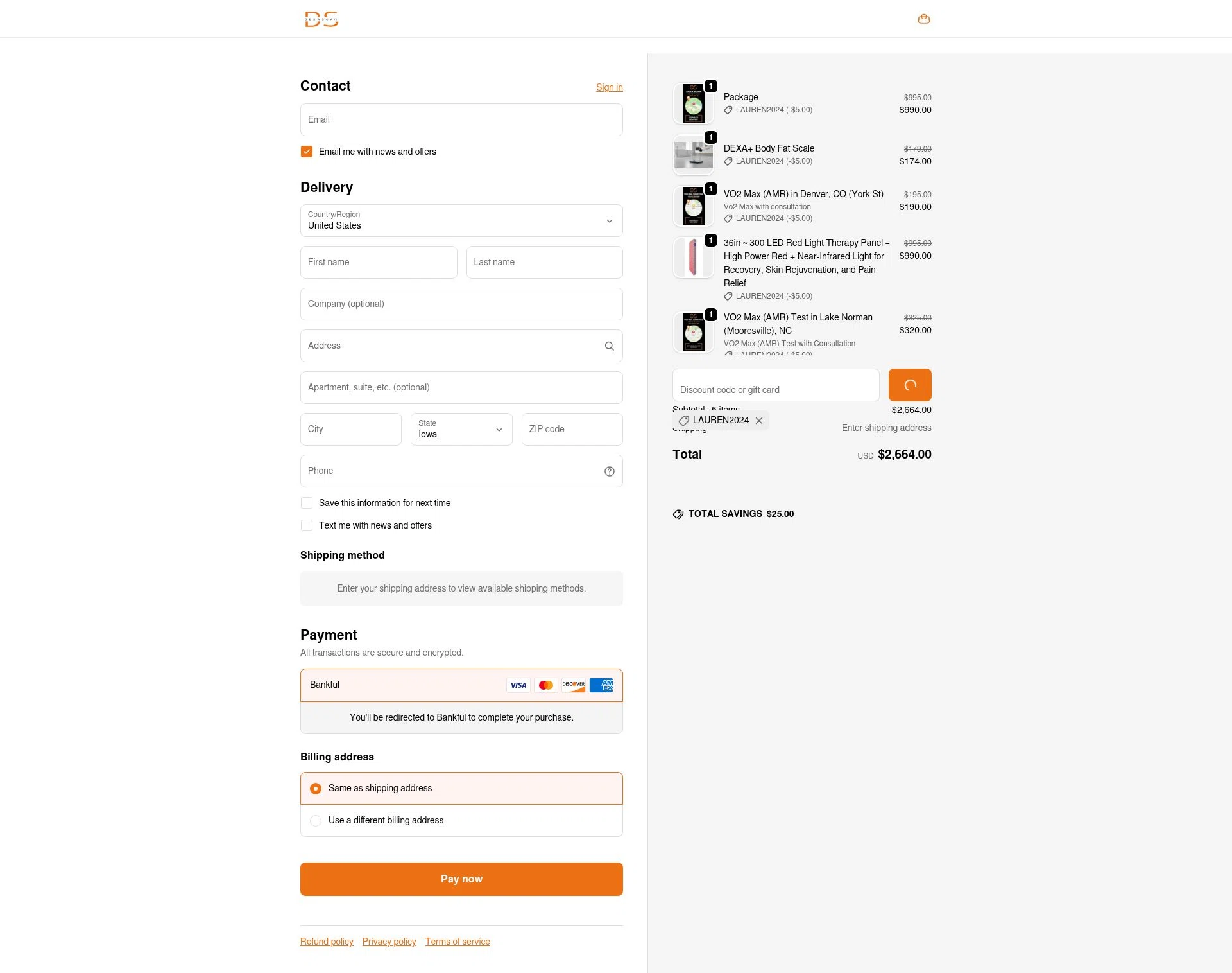DEXASCAN.COM checkout page showing DEXASCAN.COM promo code box | Screenshot taken by SimplyCodes community member on Feb 1, 2026