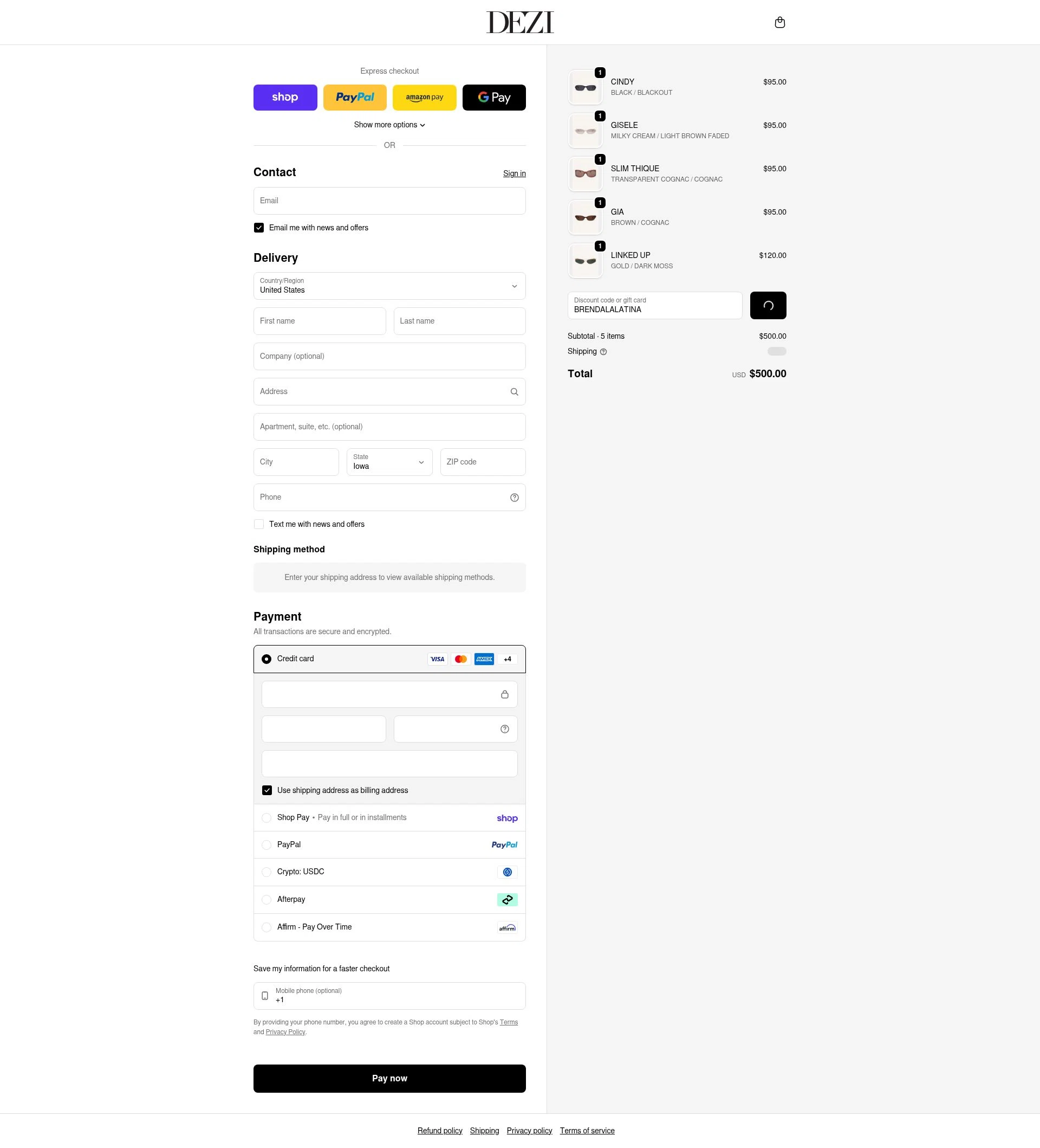 DEZI checkout page showing DEZI coupon code box | Screenshot taken by SimplyCodes community member on Feb 18, 2026