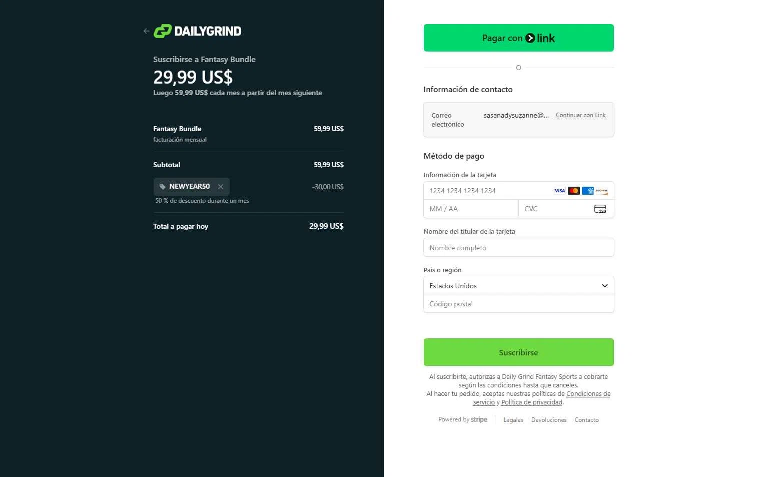 DGFantasy checkout page showing DGFantasy promo code box | Screenshot taken by SimplyCodes community member on Feb 5, 2026