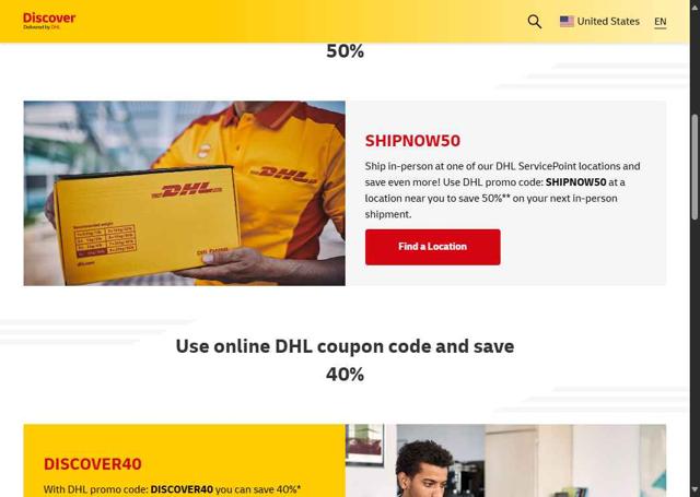 DHL checkout page showing DHL promo code box | Screenshot taken by SimplyCodes community member on Oct 2, 2025