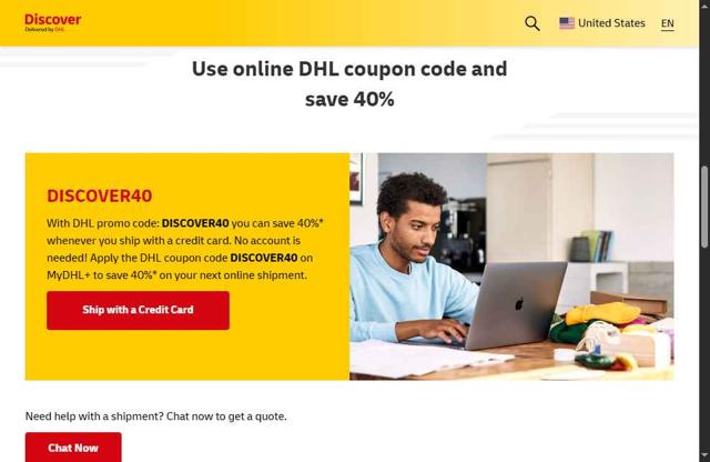 DHL checkout page showing DHL promo code box | Screenshot taken by SimplyCodes community member on Oct 7, 2025