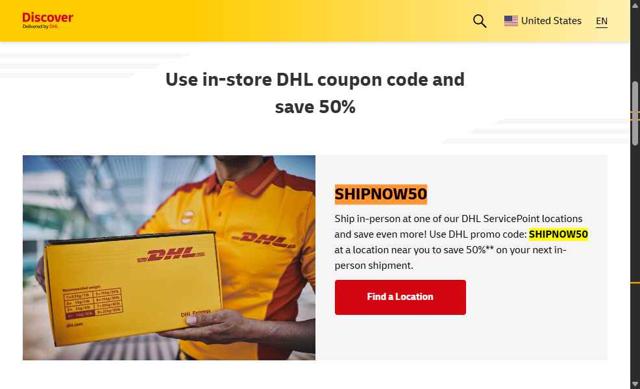 DHL checkout page showing DHL promo code box | Screenshot taken by SimplyCodes community member on Sep 15, 2025
