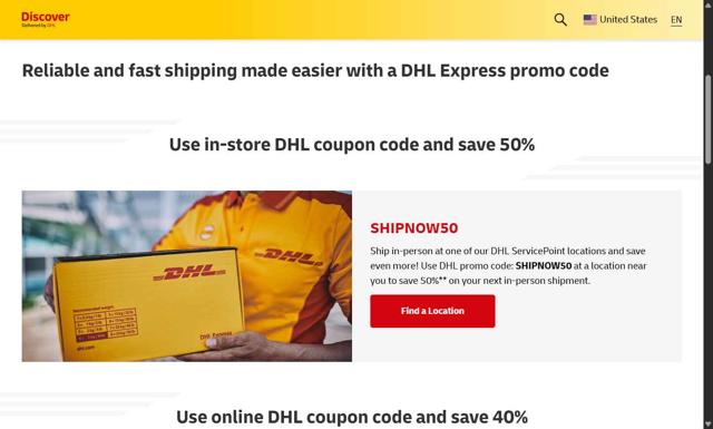 DHL checkout page showing DHL promo code box | Screenshot taken by SimplyCodes community member on Sep 29, 2025