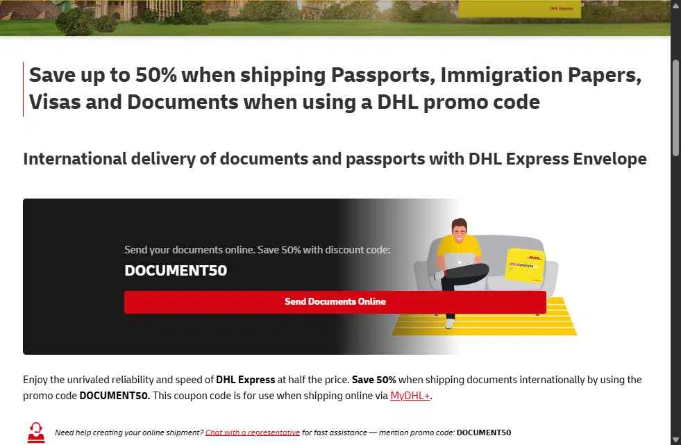 DHL checkout page showing DHL promo code box | Screenshot taken by SimplyCodes community member on Jan 11, 2026