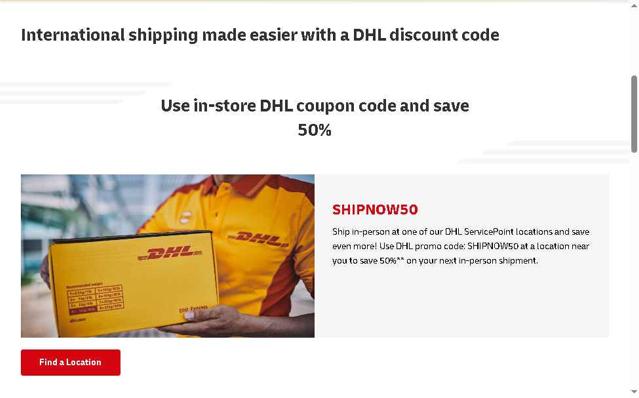 DHL checkout page showing DHL promo code box | Screenshot taken by SimplyCodes community member on Sep 2, 2025